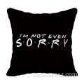 Black Letters Printed Customized Cushion Cover